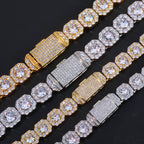 Stacking Ice Sugar Chain Zirconia Necklace and Bracelet Set in Gold or White Gold