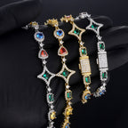 Stacking Hip Hop Zirconia Necklace and Bracelet Set in Gold or White Gold