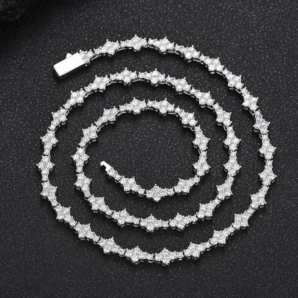Tennis Chain Necklace with Zirconia Stones in Gold or White Gold – Hip Hop Style
