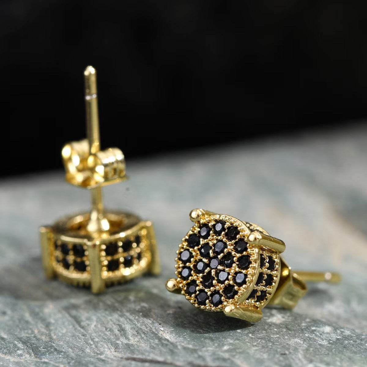 Multicolor Iced Out CZ Micro Pave Round Stud Earrings for Men Women, Hiphop 4-Prong 5A Cubic Zirconia Bling Fashion Studs, 14k White Gold Post