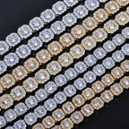 Stacking Ice Sugar Chain Zirconia Necklace and Bracelet Set in Gold or White Gold