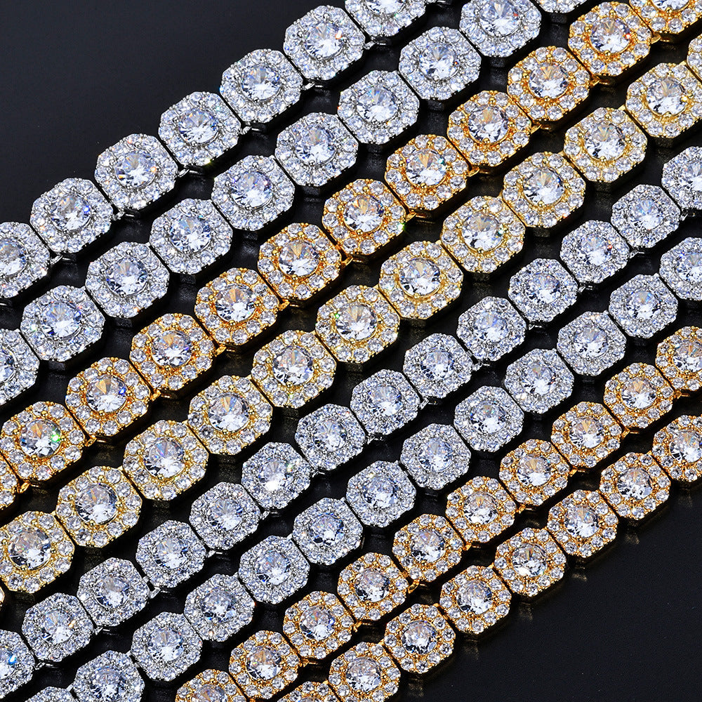 Stacking Ice Sugar Chain Zirconia Necklace and Bracelet Set in Gold or White Gold