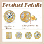 Iced Out CZ 18k Dazzling Stud Earrings, S925 Silver Post, 4 Style Options, Hip Hop Hypoallergenic 4A Cubic Zirconia Bling Studs for Men and Women