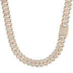 Triple-Row Diamond-Cut Cuban Chain Necklace with Cubic Zirconia Accents – Bold Hip Hop Style