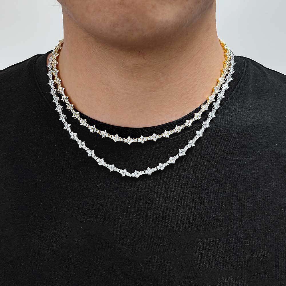 Tennis Chain Necklace with Zirconia Stones in Gold or White Gold – Hip Hop Style