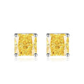 Multicolor Ice Flower Cut Square CZ Stud Earrings, 7*7mm 5A Cubic Zirconia, Dainty Luxe