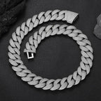 Stacking 24mm Cuban Chain Necklace and Bracelet Set with Zirconia Stones in Gold or White Gold