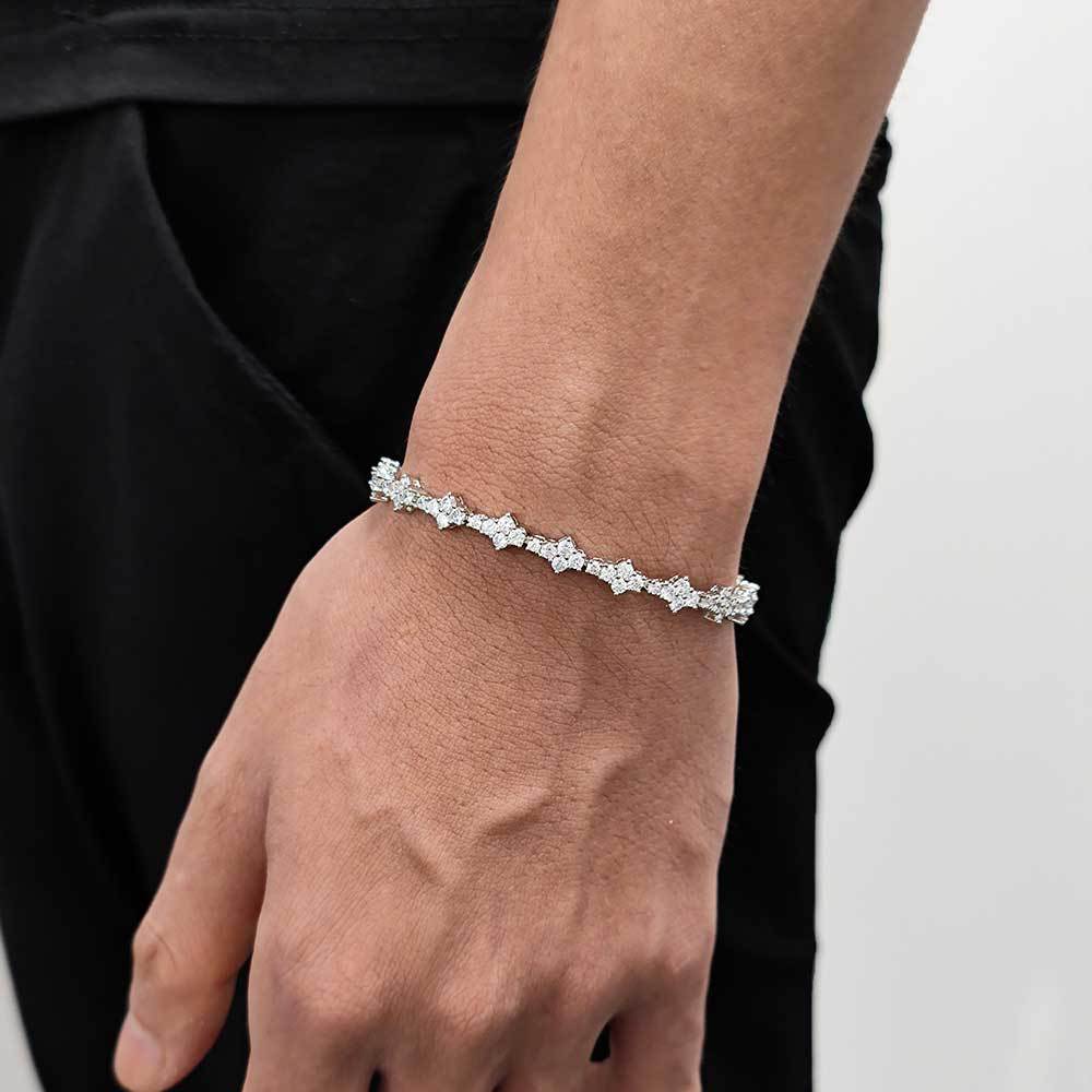 Geometric Tennis Chain Bracelet with Zirconia Stones in Gold or White Gold | Cubic Zirconia