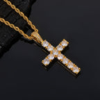 Oversized Hip Hop Cross Necklace for Men – White Gold Plated Copper with Cubic Zirconia Stones