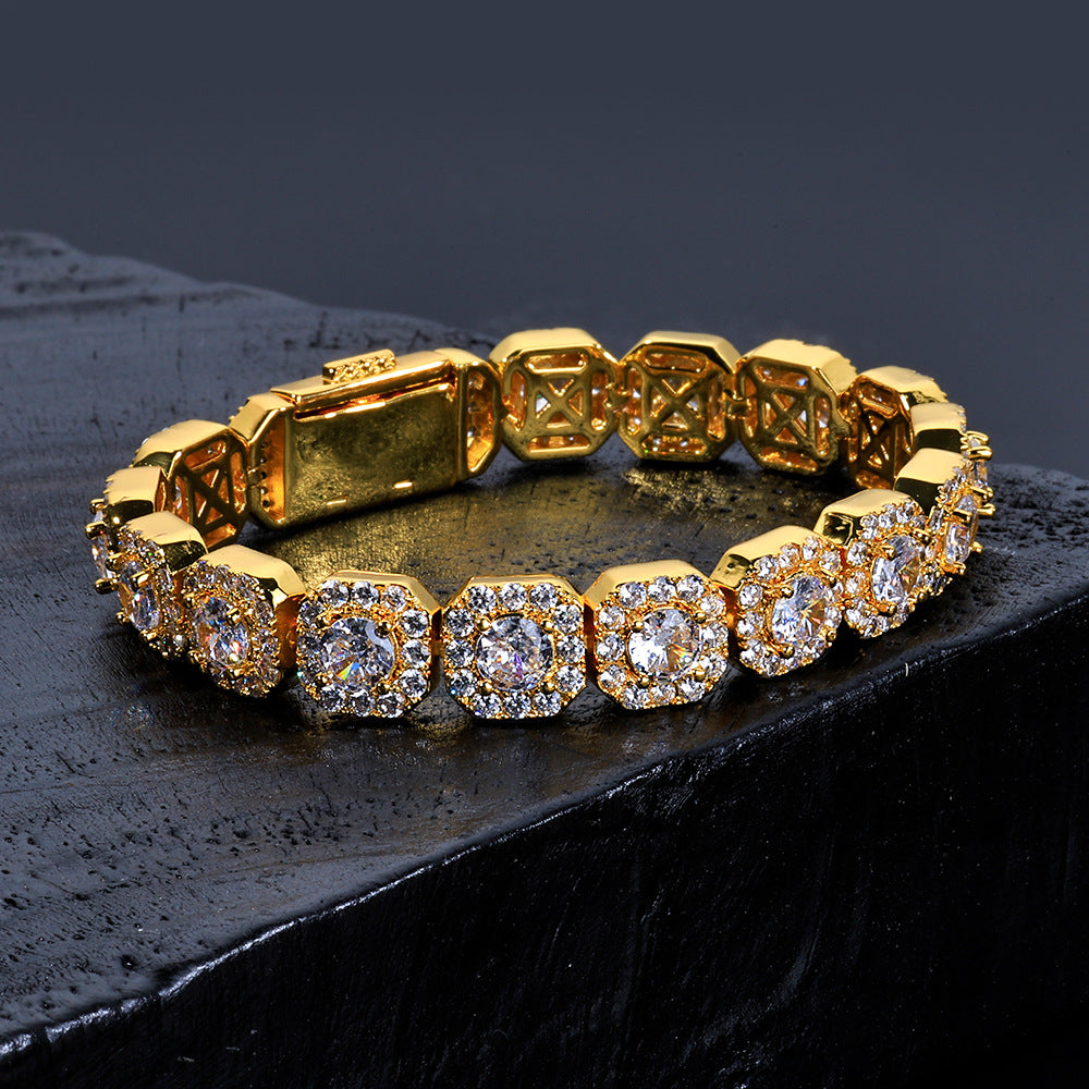 Stacking Ice Sugar Chain Zirconia Necklace and Bracelet Set in Gold or White Gold