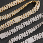 Triple-Row Diamond-Cut Cuban Chain Necklace with Cubic Zirconia Accents – Bold Hip Hop Style