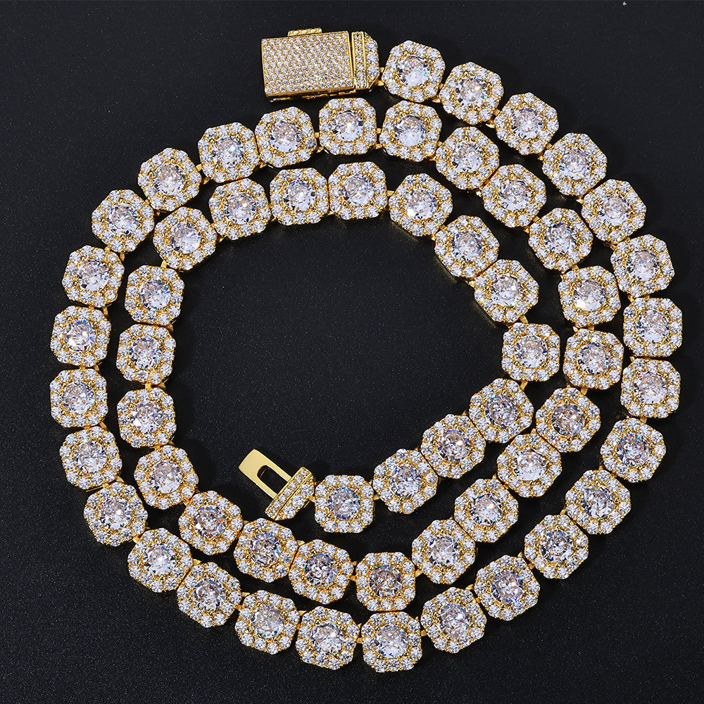 Stacking Ice Sugar Chain Zirconia Necklace and Bracelet Set in Gold or White Gold