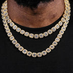 Geometric Square Ice Sugar Chain Necklace with Cubic Zirconia in Gold or White Gold