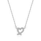 Irregular Heart Pendant Necklace in Sterling Silver with D-Color VVS1 Moissanite Accent