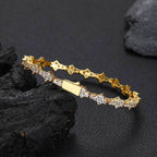Geometric Tennis Chain Bracelet with Zirconia Stones in Gold or White Gold | Cubic Zirconia