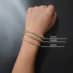 Hip Hop Iced Out Tennis Chain Bracelet, 18K Gold & White Gold Plated, 3–6mm CZ Iced Out Bling Jewelry