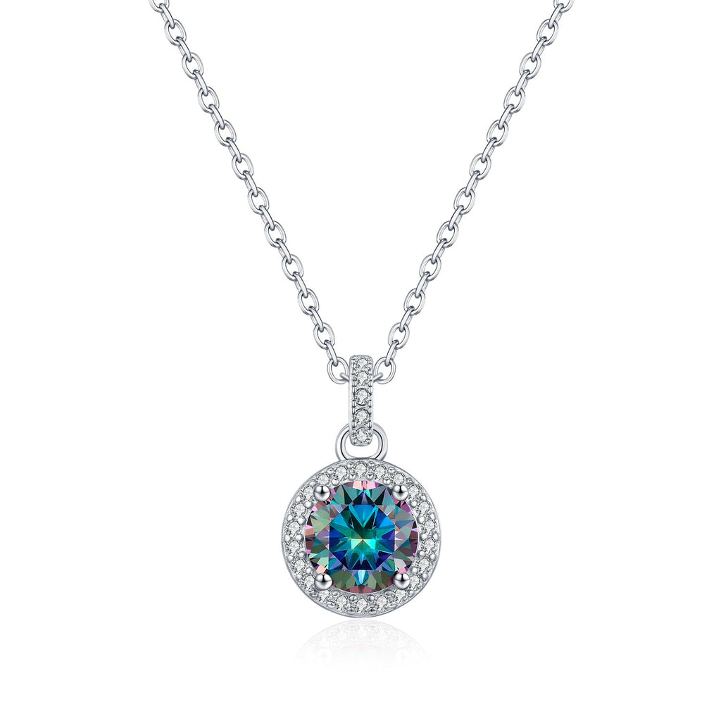 Geometric Rainbow D-Color VVS1 Moissanite Pendant Necklace in Sterling Silver