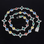 Geometric Zirconia Hip Hop Necklace in Gold or White Gold – Adjustable Clavicle Chain