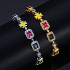 Stacking Hip Hop Zirconia Chain Necklace and Bracelet Set in Gold or White Gold