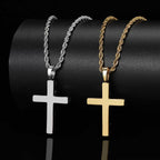Oversized Hip Hop Cross Necklace for Men – White Gold Plated Copper with Cubic Zirconia Stones