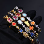 Stacking Hip Hop Zirconia Chain Necklace and Bracelet Set in Gold or White Gold