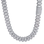 Triple-Row Diamond-Cut Cuban Chain Necklace with Cubic Zirconia Accents – Bold Hip Hop Style