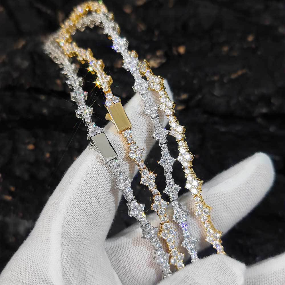 Tennis Chain Necklace with Zirconia Stones in Gold or White Gold – Hip Hop Style