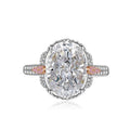 Multicolor Ice Flower Cut Oval CZ Adjustable Ring, 10*14mm 8A Cubic Zirconia, Two-Tone Pave CZ Band, Dainty Luxe