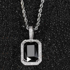 Geometric Hip Hop Necklace with Cubic Zirconia Stones in Gold or White Gold