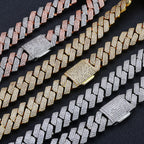 Triple-Row Diamond-Cut Cuban Chain Necklace with Cubic Zirconia Accents – Bold Hip Hop Style