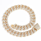 Stacking 24mm Cuban Chain Necklace and Bracelet Set with Zirconia Stones in Gold or White Gold