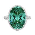 Nest Cut Para Green Oval CZ Halo Jewelry Set, 5A Cubic Zirconia, White Gold Necklace, Earrings, Adjustable Ring, Dainty Luxe