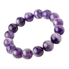 Lavender Amethyst Beaded Bracelet – Natural Crystal Stretch Band in Smooth Round Beads