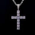 Oversized Hip Hop Cross Necklace for Men – White Gold Plated Copper with Cubic Zirconia Stones