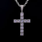 Oversized Hip Hop Cross Necklace for Men – White Gold Plated Copper with Cubic Zirconia Stones