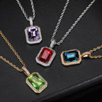 Geometric Hip Hop Necklace with Cubic Zirconia Stones in Gold or White Gold
