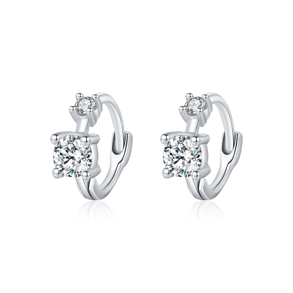 Geometric Diamond-Accented Sterling Silver Hoop Earrings for Women