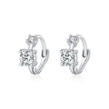 Geometric Diamond-Accented Sterling Silver Hoop Earrings for Women