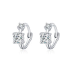 Geometric Diamond-Accented Sterling Silver Hoop Earrings for Women