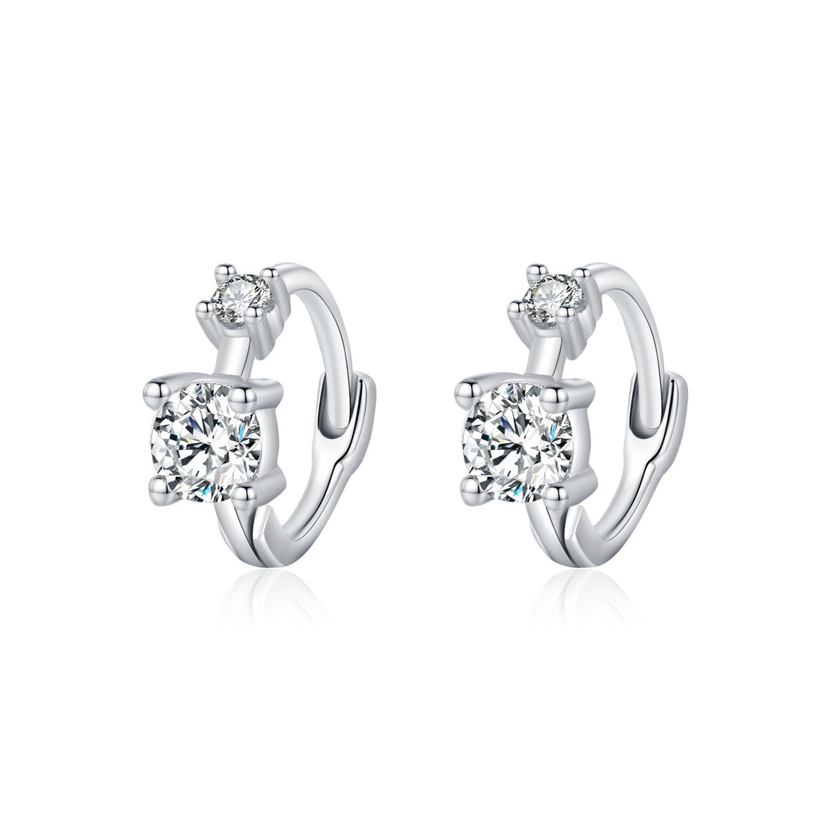 Geometric Diamond-Accented Sterling Silver Hoop Earrings for Women
