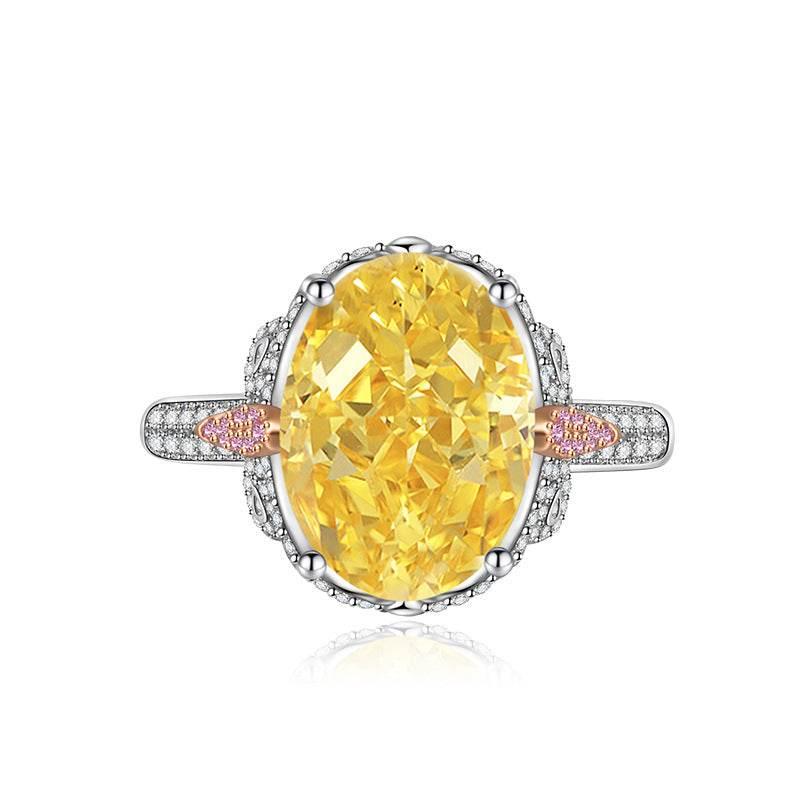 Multicolor Ice Flower Cut Oval CZ Adjustable Ring, 10*14mm 8A Cubic Zirconia, Two-Tone Pave CZ Band, Dainty Luxe