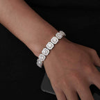 Stacking Geometric Zirconia-Set Hip Hop Chain Bracelet in Gold or White Gold – 10mm or 12mm Width