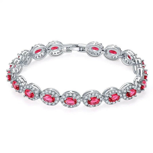 Colorful CZ Halo Tennis Bracelet, Multicolor Gemstone Bridal Jewelry, Unique Pattern Gift for Her, Cubic Zirconia Bridesmaid Bracelet