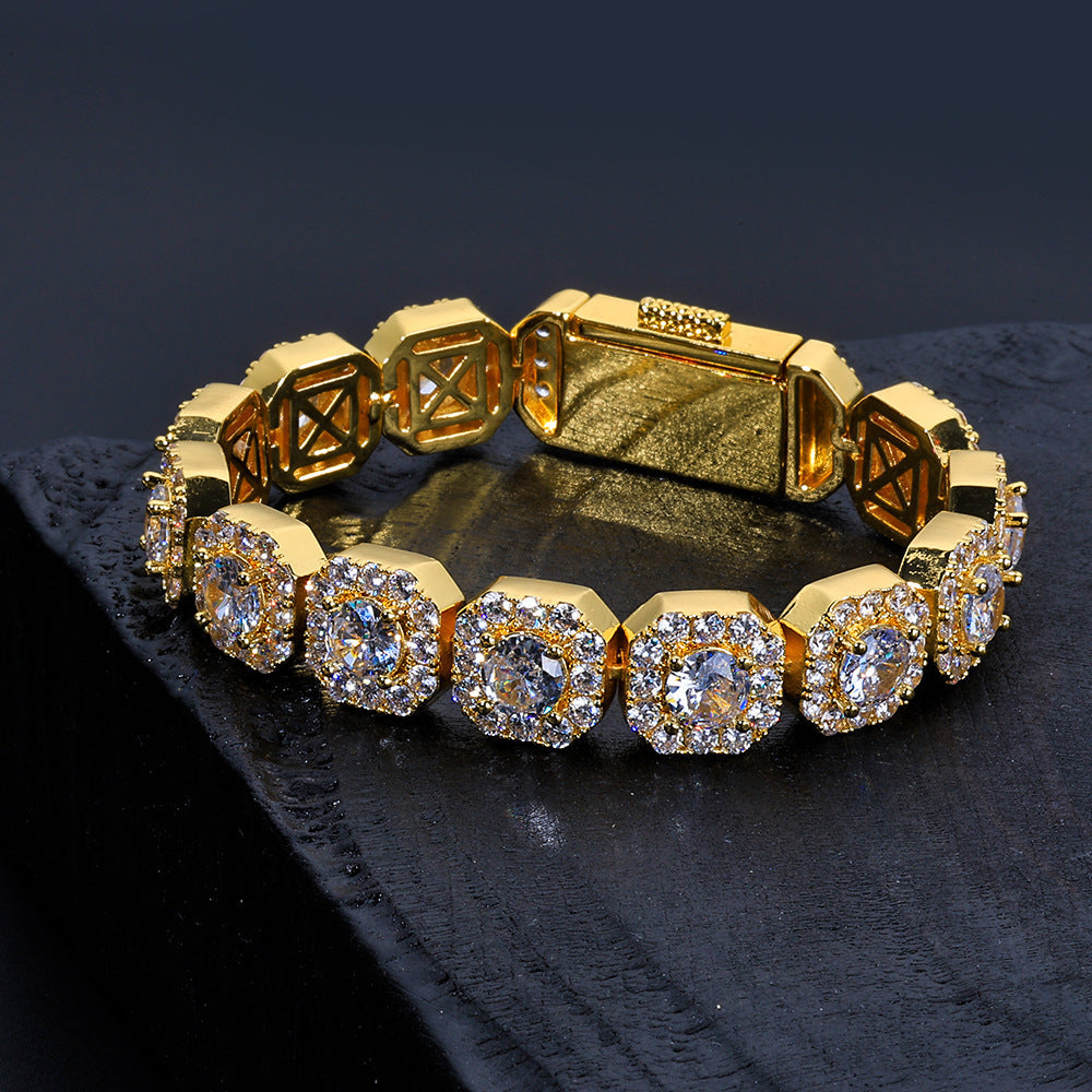 Stacking Ice Sugar Chain Zirconia Necklace and Bracelet Set in Gold or White Gold