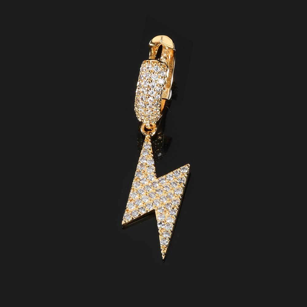 Lightning Bolt Zirconia Stud Earrings in Gold or White Gold – Hip Hop Street Style