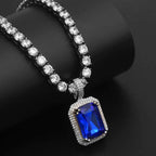 Geometric Hip Hop Necklace with Cubic Zirconia Stones in Gold or White Gold
