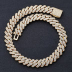 Triple-Row Diamond-Cut Cuban Chain Necklace with Cubic Zirconia Accents – Bold Hip Hop Style