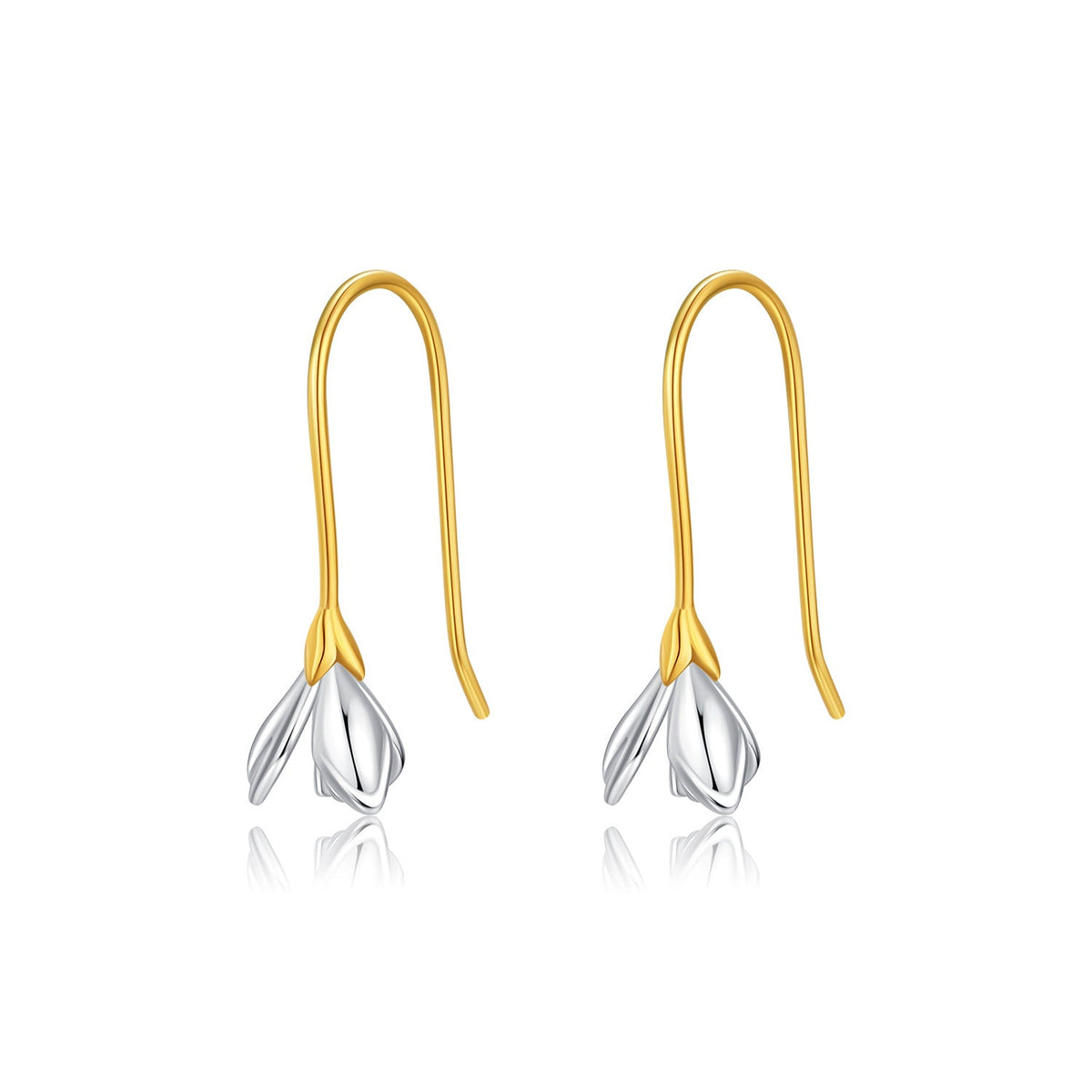 Handcrafted Sterling Silver Magnolia Flower Hoop Earrings