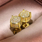 Multicolor Iced Out CZ Micro Pave Round Stud Earrings for Men Women, Hiphop 4-Prong 5A Cubic Zirconia Bling Fashion Studs, 14k White Gold Post