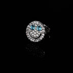 Smiling Face Zirconia Stud Earrings in Gold or White Gold Plated Brass with 925 Sterling Silver Posts
